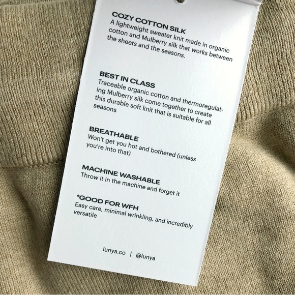 Nwt Lunya Silk And Cotton Soft Green Track Jogger Pants - Picture 4 of 8